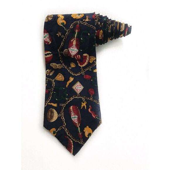 Tabasco Charm Bracelet Bell Peppers Lemon Onion Shrimp Novelty Tie Necktie Silk - Picture 1 of 6